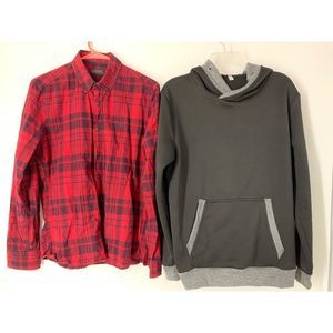 Men’s lot bundle of two shirts hoodie plaid size medium 5760 scuba